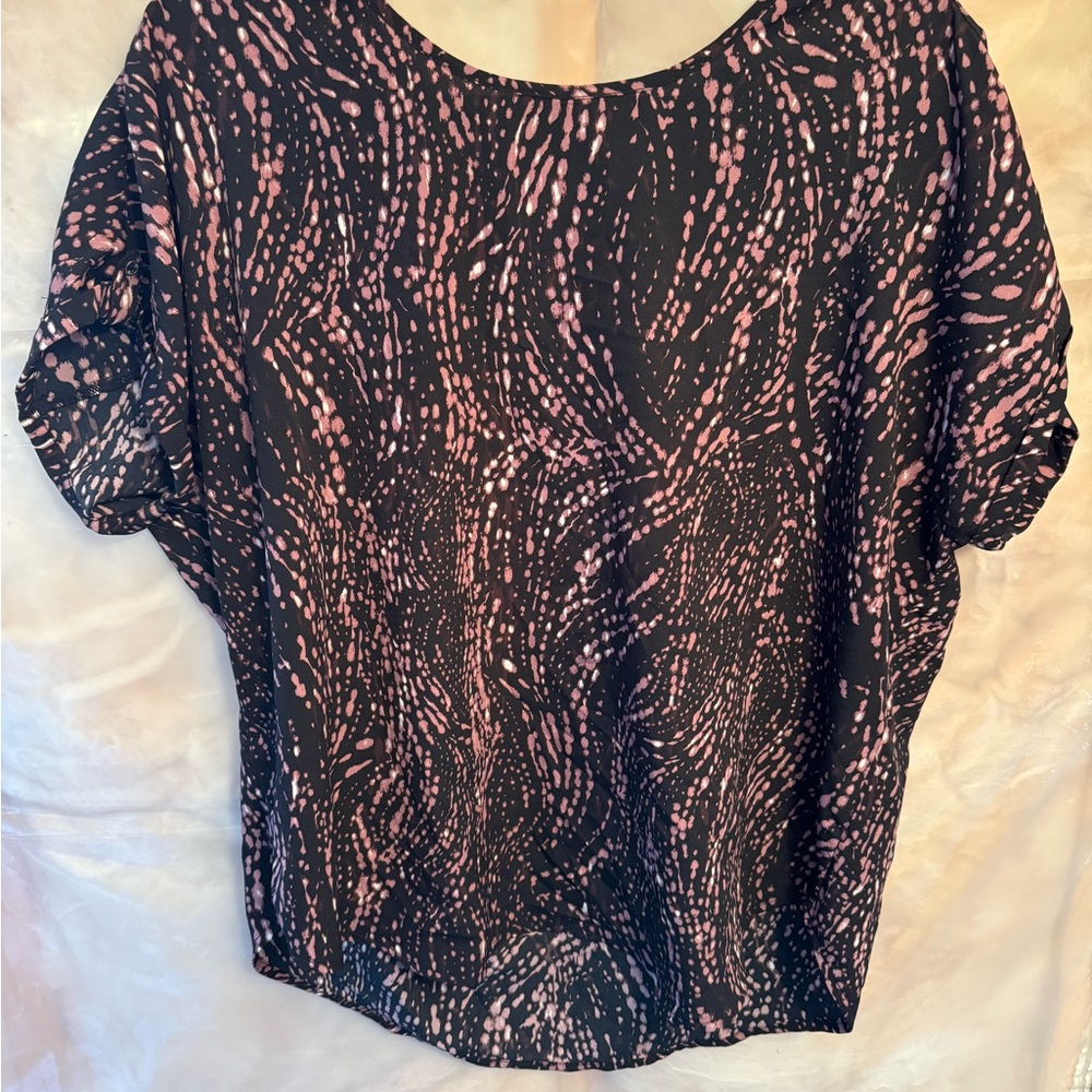 Maurices Black and Pink Patterned Blouse
